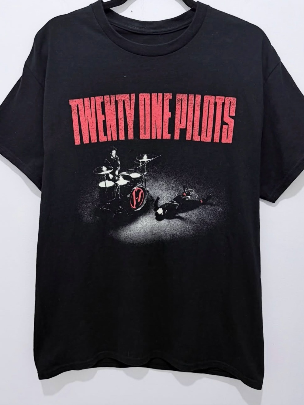 Twenty One Pilots Black Graphic Tour Tee with Red Logo